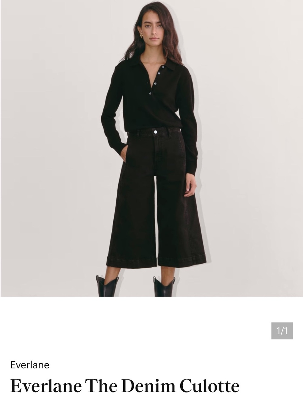 Everlane Black Denim Culotte size 25